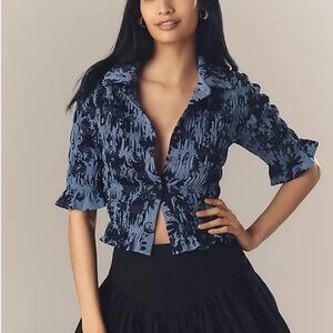 Maeve Ruffle Button-Front Top